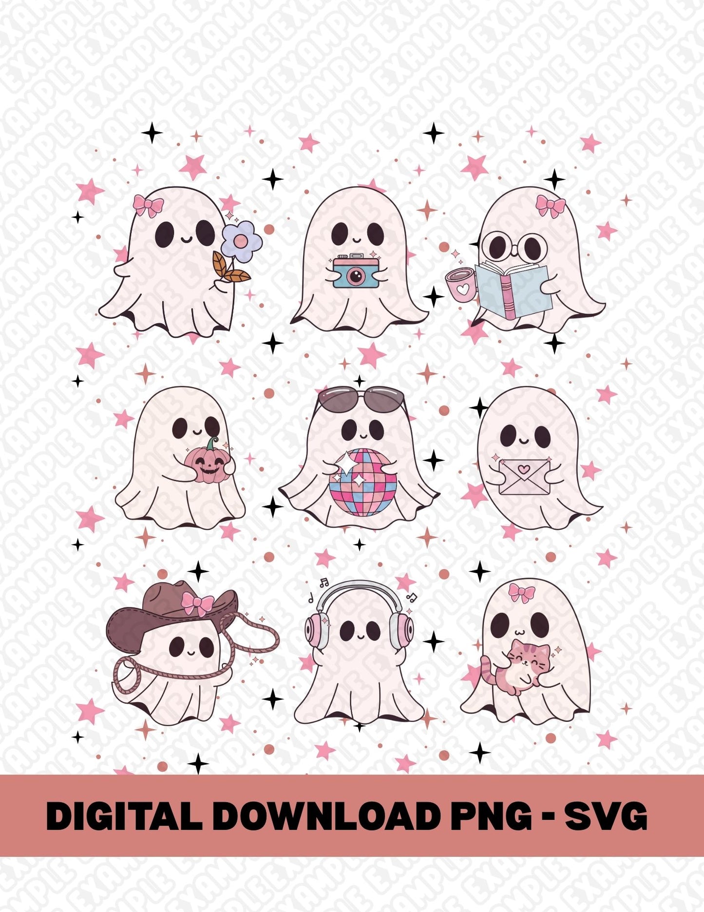 CUTE GHOSTS PNG SVG DIGITAL DOWNLOAD