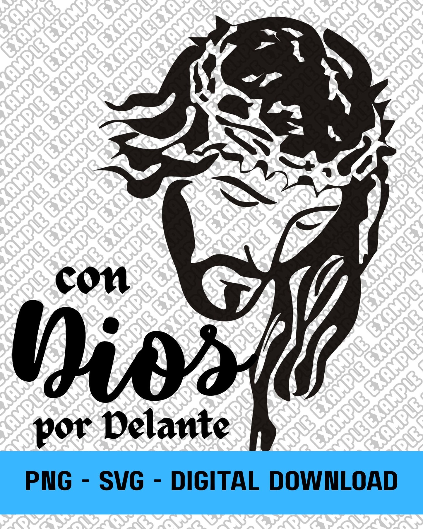 "CON DIOS POR DELANTE" JESUS CHRIST PNG, SVG