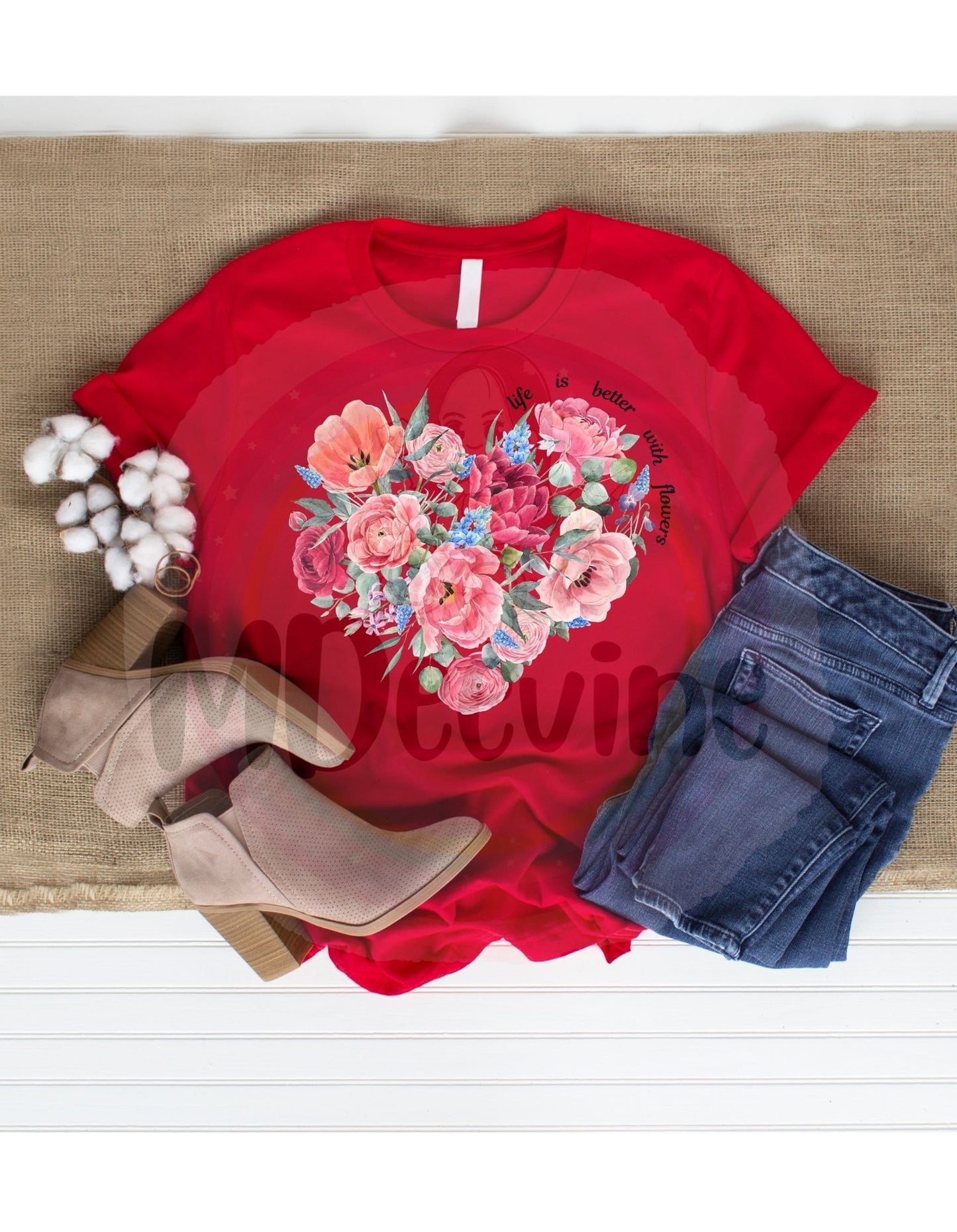 "LIFE IS BETTER WITH FLOWERS" FLOWER HEART PNG,PDF