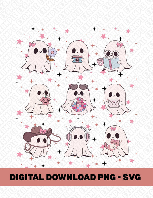 CUTE GHOSTS PNG SVG DIGITAL DOWNLOAD