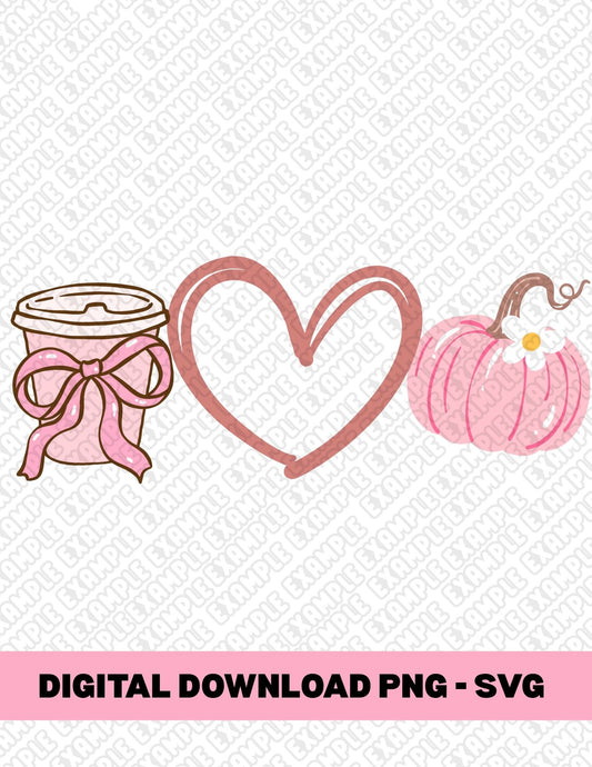 COFFEE LOVE HALLOWEEN PINK PNG SVG DIGITAL DOWNLOAD